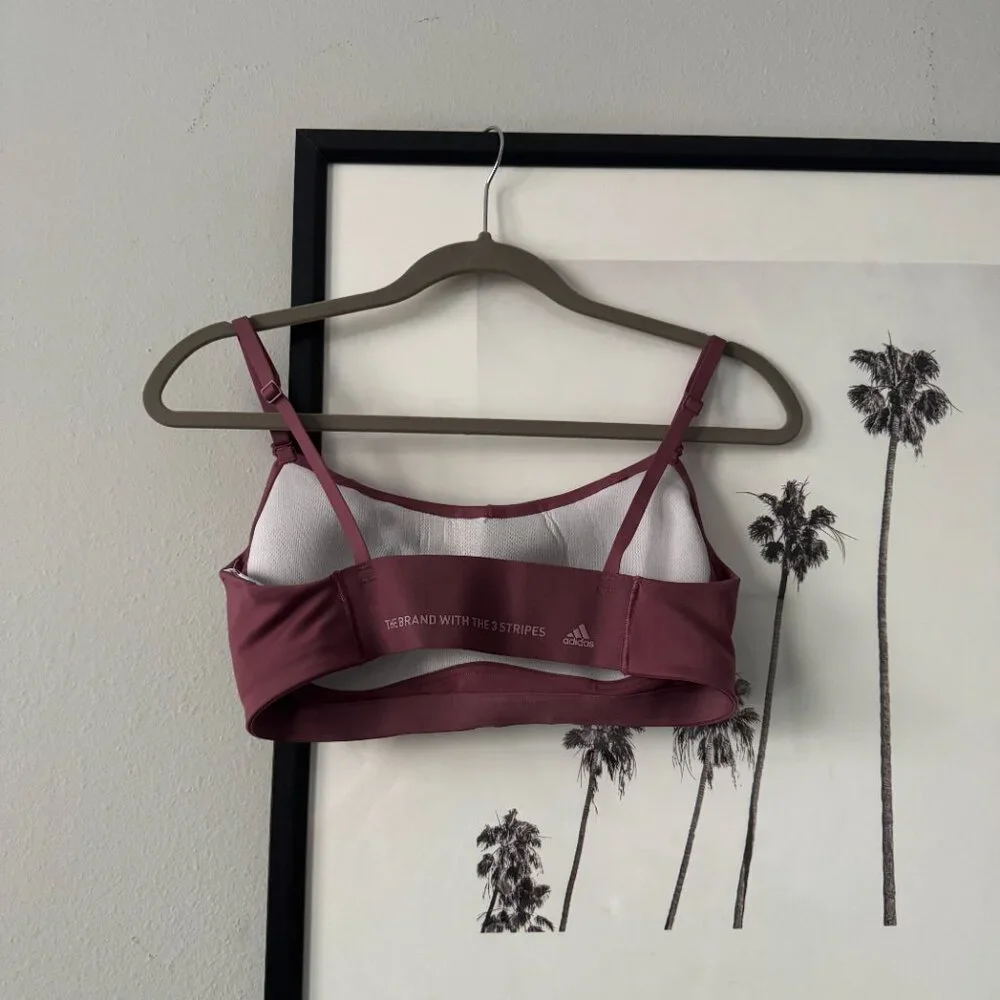 adidas | NWOT Yoga Studio Light-Support Bra in Burgundy Size Medium - Picture 6 of 9
